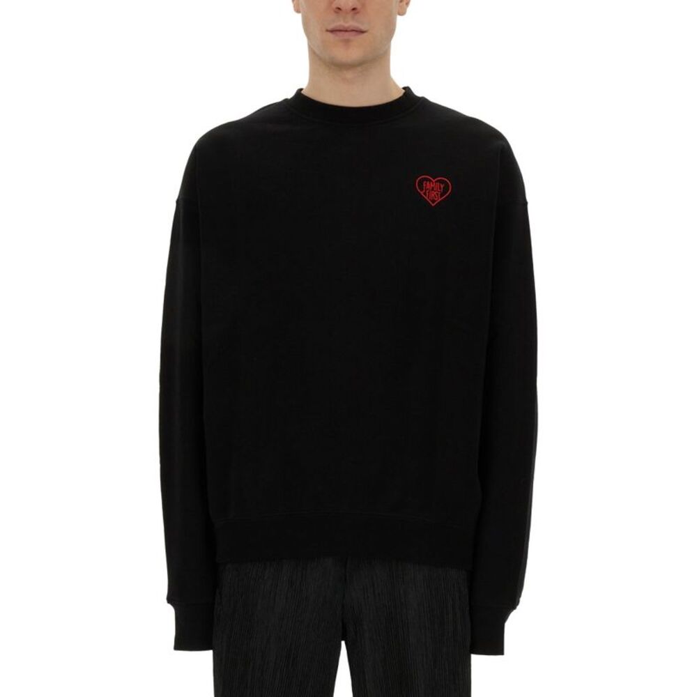 Family First Men Sweatshirt With Heart Embroidery